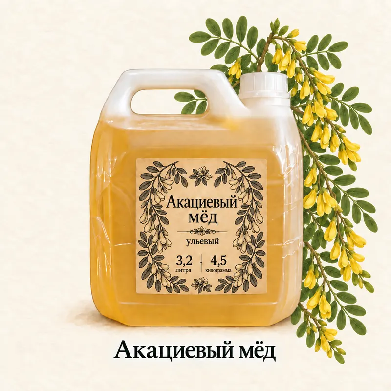 Акациевый мёд · Канистра · 3,2 л / 4,5 кг