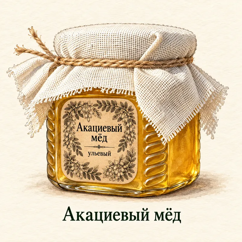 Акациевый мёд · Стеклянная баночка · 250 мл / 350 г