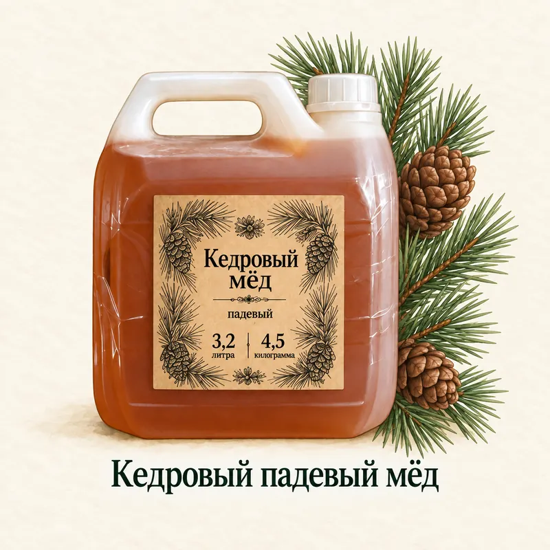 Кедровый падевый мёд · Канистра · 3,2 л / 4,5 кг